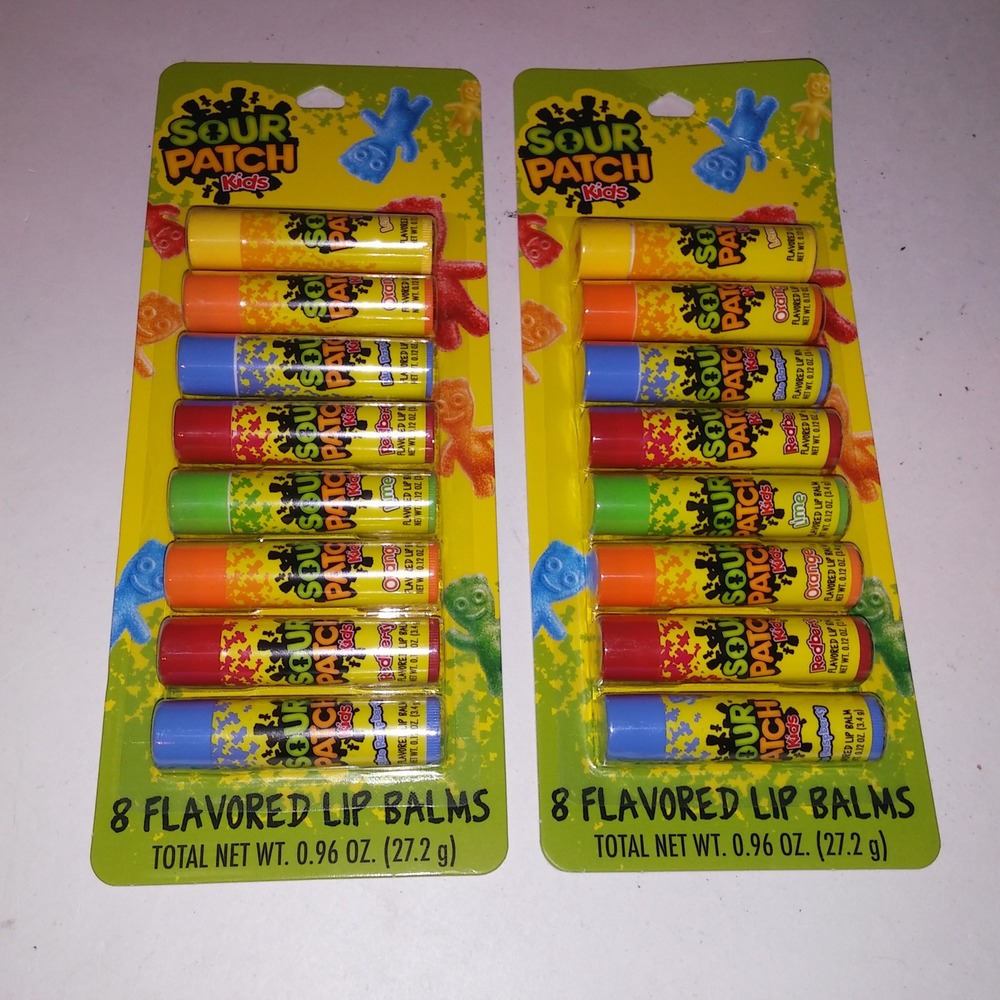Set of 2 Sour Patch Kids Flavored Lip Balms 8 Pack Gift Set New